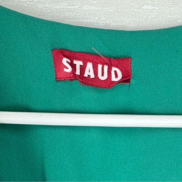 Staud Milla Bine Calico Puff Sleeve Fit and Flare Mini Dress - Picture 8 of 9